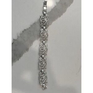 Vintage Palm Trees Bracelet Light Weight Panel‎ Link Eloxal Aluminum Germany